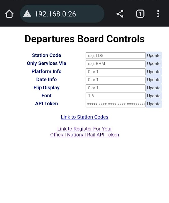 Mini Train Departures Board